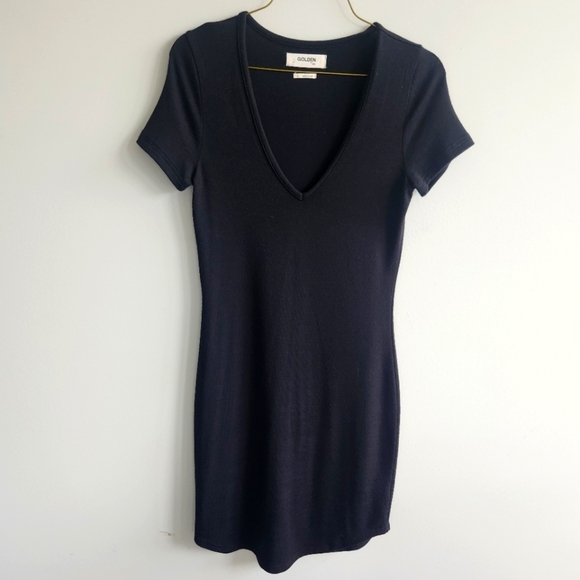 Aritzia Golden Tna Black Preppy Knit Dress  Dark Academia Stretchy Comfortable - Picture 2 of 11